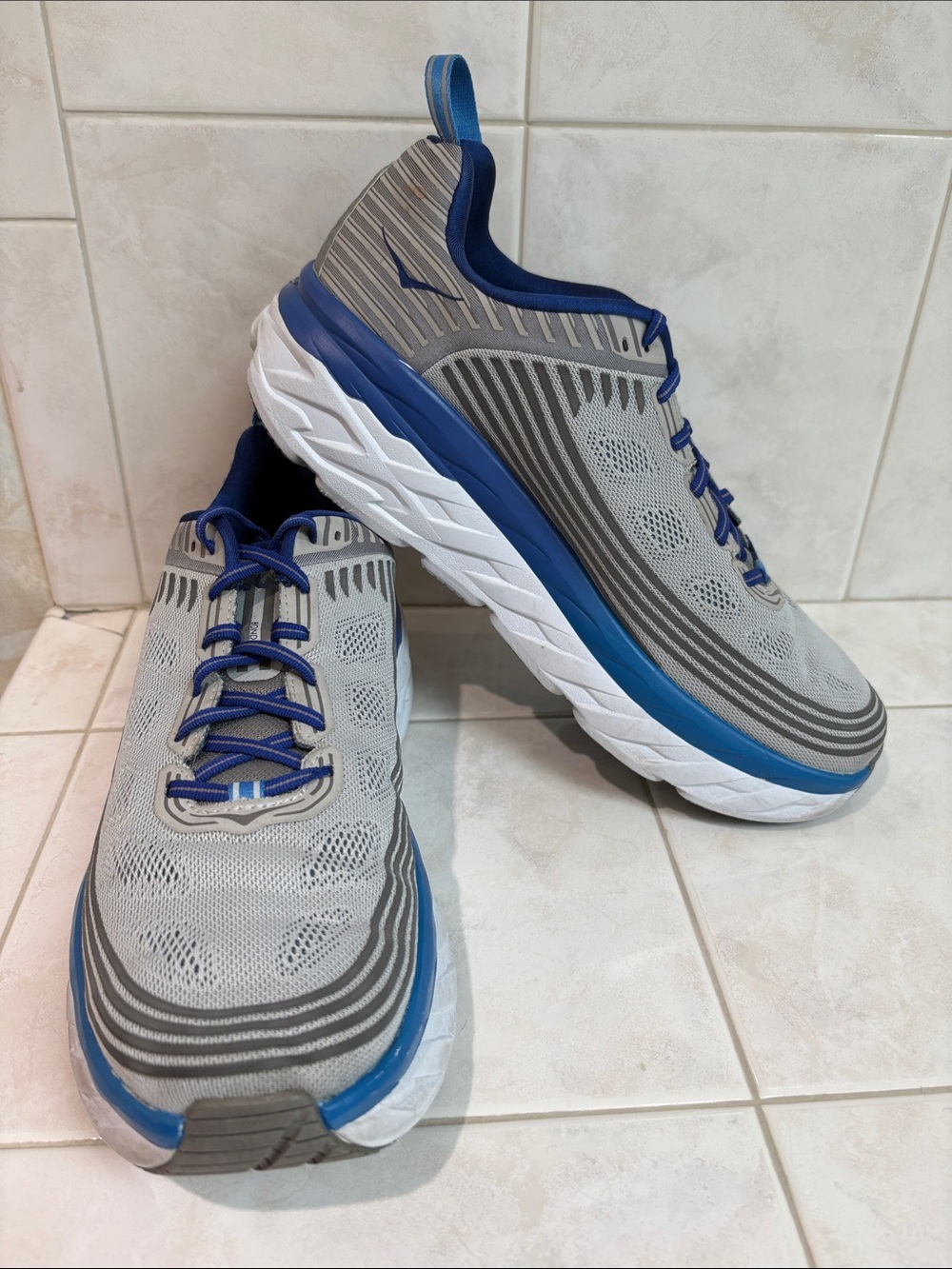 Hoka One One Bondi 6 Men's Athletic Running Shoes - Vapor Blue/Frost Gray